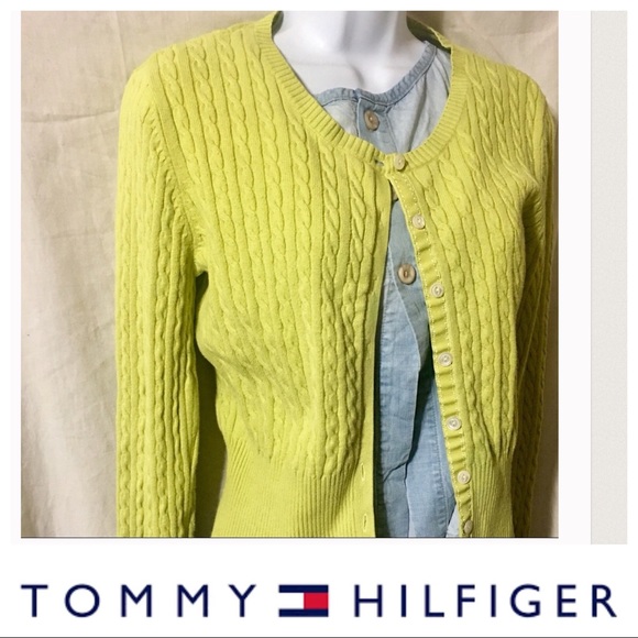 Tommy Hilfiger Sweaters | Tommy Hilfiger Cable Knit Cardigan Sweater Top | Color: Green | Size: SP | Sisujo's Closet